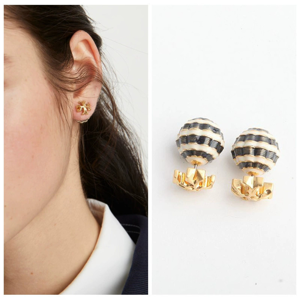 Tory Burch Double Enamel Reversible Stud Earrings